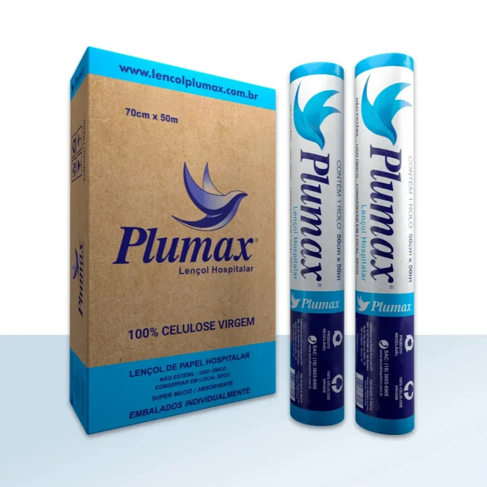 Lençol de Papel Branco 100% celulose virgem 70x50 PLUMAX Imagem