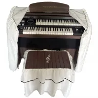 CAPA DE ÓRGÃO CETIM E VOIL PÉROLA&MARROM C/ NOTA MUSICAL - Foto 2