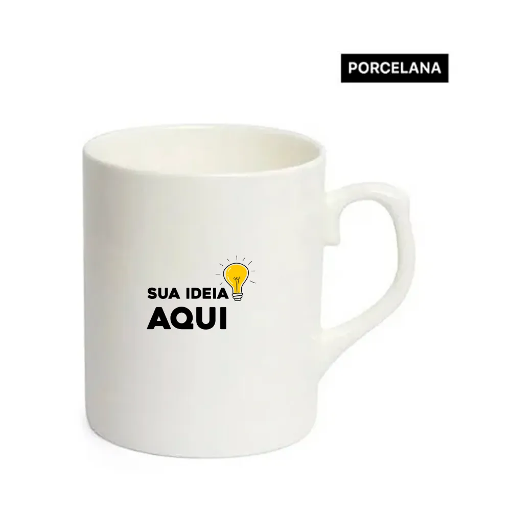 Caneca de Porcelana Branca  Alça Suporte GY - 325ml