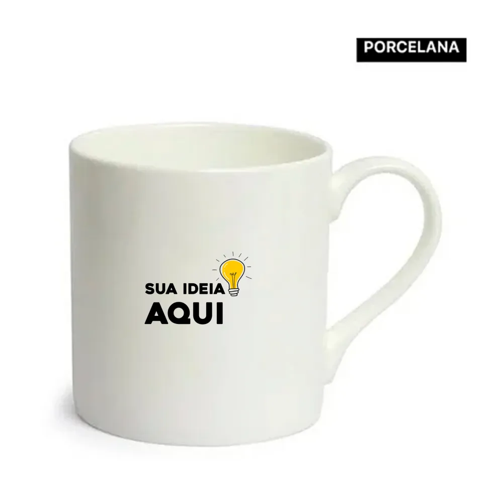 Caneca de Porcelana Branca  Alça Curvada Bong - 380ml Imagem