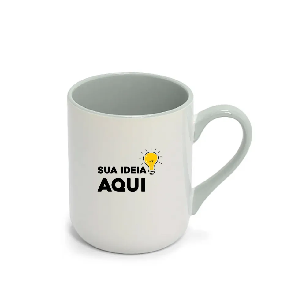 Caneca Imperial Cerâmica Branca  com Alça e Interior Colorido  - 325ml