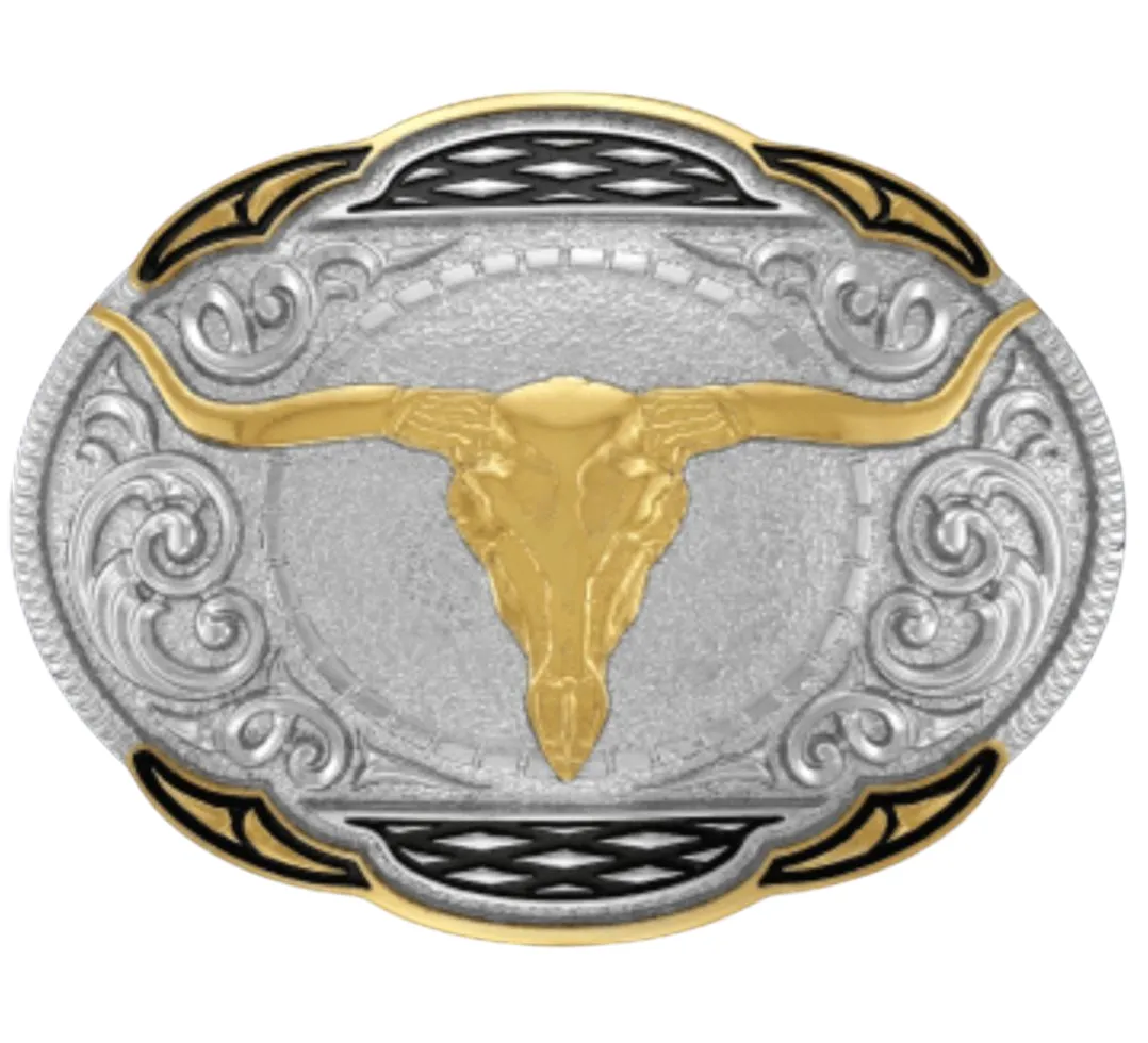 Ref: 12148 - Fivela Country Sumetal Longhorn - Fundo Claro