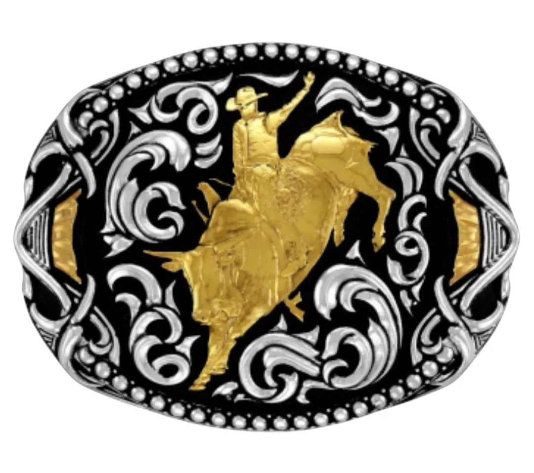 Ref: 12344 - Fivela Country Sumetal Touro - Fundo Preto