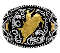 Ref: 12344 - Fivela Country Sumetal Touro - Fundo Preto