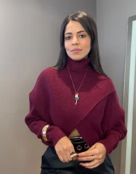 BLUSA TRICOT TRANSPASSADA - AMEIXA