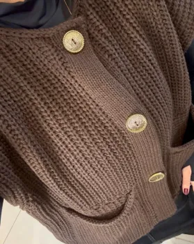 COLETE OVER COM BOTÕES DOURADOS - CHOCOLATE - Foto 2