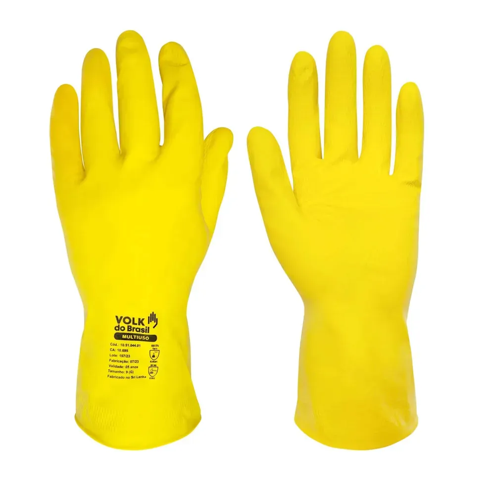 Kit 12 pares de Luvas Multiuso Slim Amarela Volk