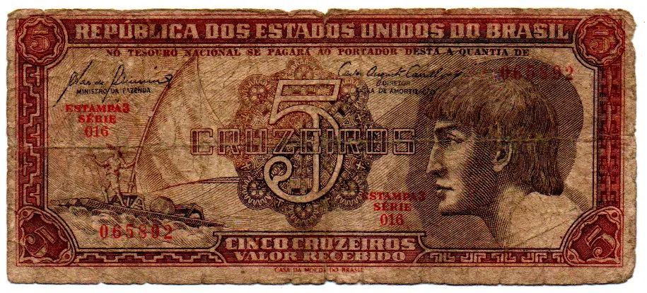 C111 - 5 Cruzeiros - Série 016 - Índio - Data: 1961 - UTG