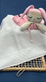  CAPUZ  FRALDA C/VOIL PÓA BRANCO/ PICUETA-C/BARRA LISA 