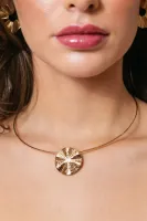 CHOKER COM PINGENTE REDONDO ORGÂNICO BANHADO EM OURO 18K - Foto 2