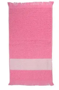 Toalha Franjinha com faixa - Rosa Bebê 33x23 cm