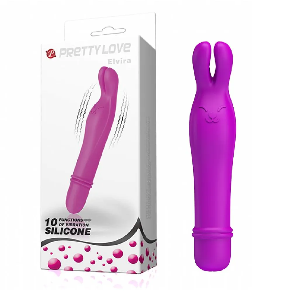 VIBRADOR ELVIRA EM FORMATO DE COELHO 10 VIBRAÇÕES - PRETTY LOVE                                                                              LIBYSEXSHOP Imagem