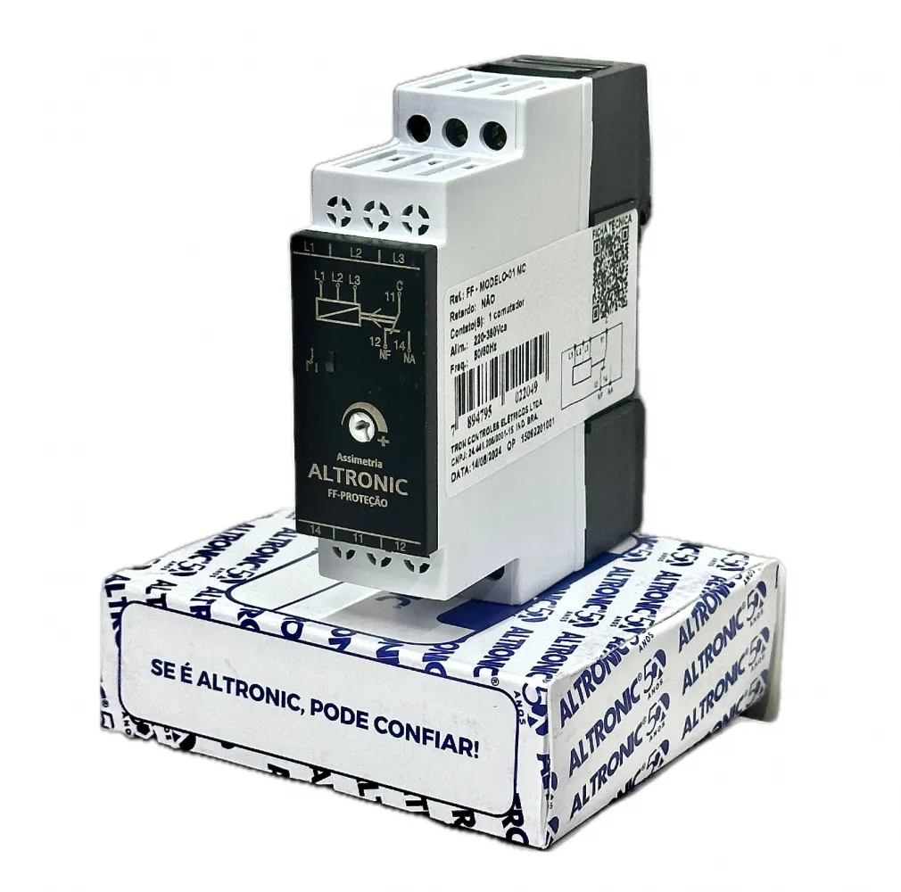 Rele Falta de Fase sem Neutro Altronic Trifásico 220-380V MODELO FF-01 MC Imagem