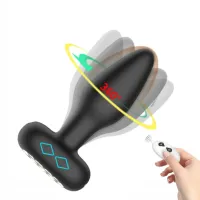PLUG ANAL VIBRATÓRIO EM SILICONE COM ROTAÇÃO E CONTROLE MLPA6082