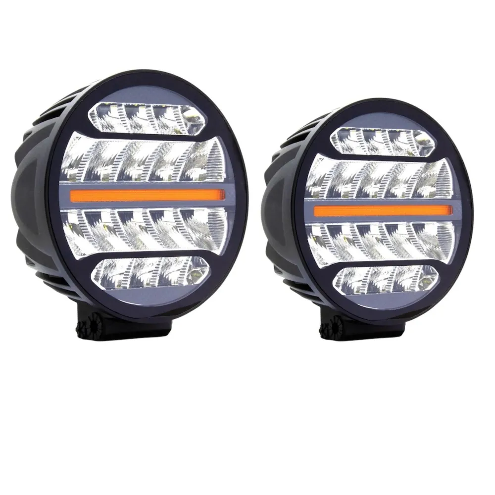 PAR FARÓIS AUX REDONDO 240W LED X4 SÉRIES C/DRL AMBAR