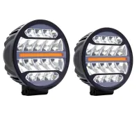 PAR FARÓIS AUX REDONDO 240W LED X4 SÉRIES C/DRL AMBAR