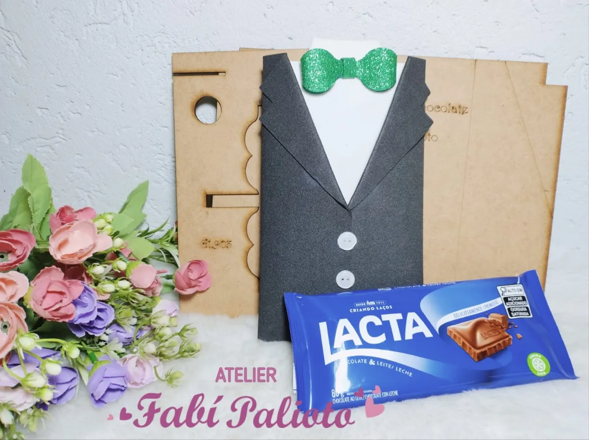 G1.903  Gabarito de Moldes  em MDF Cartão Porta Chocolate para o papai Imagem