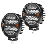 PAR FARÓIS AUX REDONDO 240W LED X4 SÉRIES C/DRL AMBAR