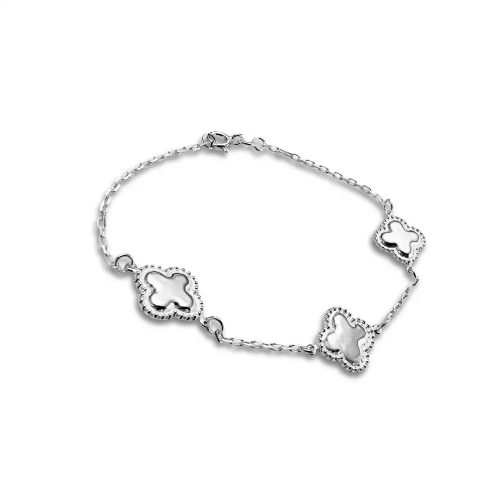 Pulseira de  prata alta trevos - PU129