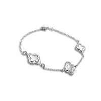 Pulseira de  prata alta trevos - PU129