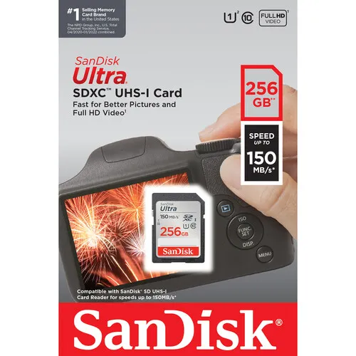 Cartão de Memória Sandisk SD 256GB Ultra SDXC UHS-I  Card 150mb/s Imagem