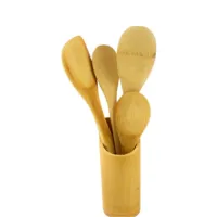 Kit Utensílios de Cozinha Bambu 5 Peça c/ Suporte - Foto 3