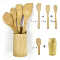 Kit Utensílios de Cozinha Bambu 5 Peça c/ Suporte - Foto 5