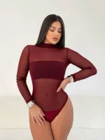 BODY DE TULE GOLA ALTA MANGA LONGA  - Foto 2