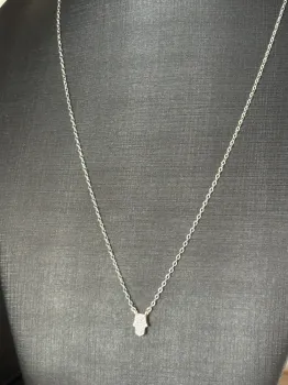 Corrente com mão de hamsá rosa em madrepérola - Foto 2