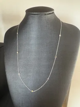 Colar Prata c/ Zircônias Coloridas 3mm 40,5cm + Extensor 5cm