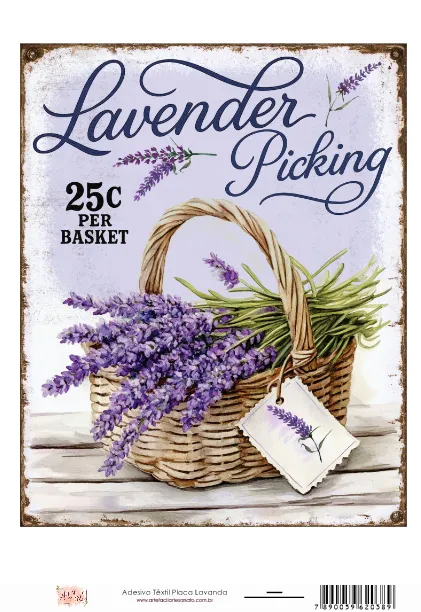 DX-038- Adesivo Têxtil Placa Lavanda- Tam. 21,0x14,8cm Imagem