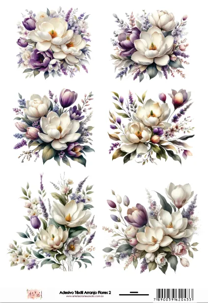 DX-043- Adesivo Têxtil Arranjo Flores 2- Tam. 21,0x14,8cm