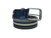 Ref: CE03 - Cinto Esporte Elástico - Cor Caqui Com Ponteira em Couro Preto.