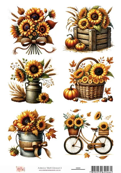 DX-046- Adesivo Têxtil Girassol 2- Tam. 21,0x14,8cm Imagem