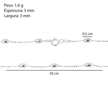 Pulseira de Bolinhas longas - correntinha 18 cm - Foto 2