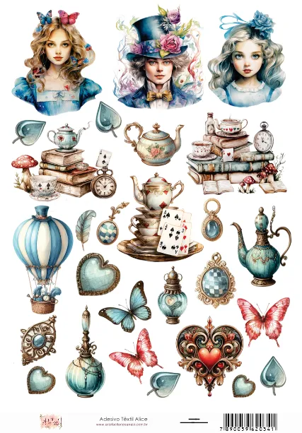 DT-040- Adesivo Transfer Alice- Tam. 21,0x14,8cm Imagem