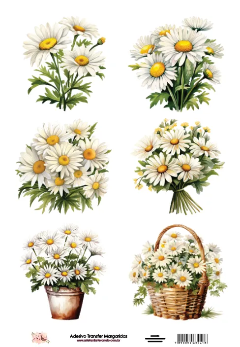 DT-041- Adesivo Transfer Margaridas- Tam. 21,0x14,8cm