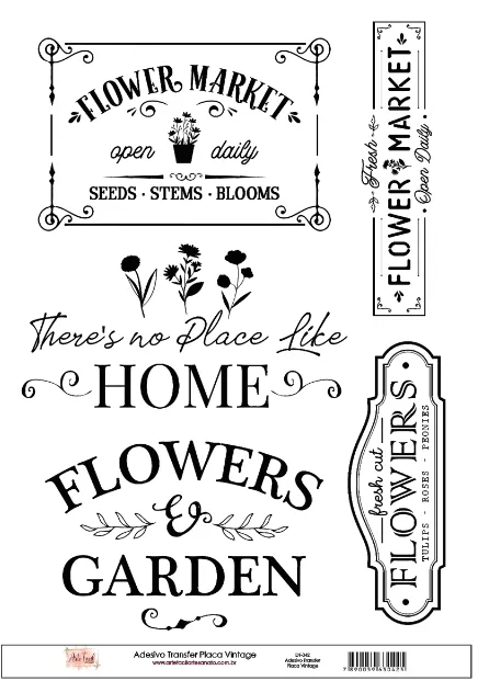 DT-042- Adesivo Transfer Placa Vintage- Tam. 21,0x14,8cm Imagem