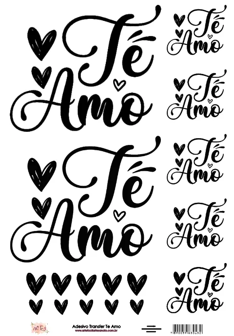 DT-043- Adesivo Transfer Te Amo- Tam. 21,0x14,8cm Imagem