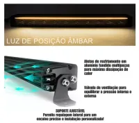 BARRA DE LED BLACK 54CM C/DRL LINE LIGHT BRANCO & AMBAR 180W - Foto 3