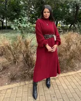 VESTIDO TRICOT COM GOLA - BORDÔ - Foto 2