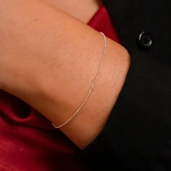Pulseira Prata Fio Bolinha 1mm - 17cm
