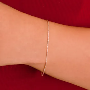 Pulseira Prata Cadeado 1mm - 18 cm