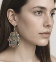 Brinco Nepal Hamsa.  A Mão que Cura - Prata/Alpaca - Foto 5