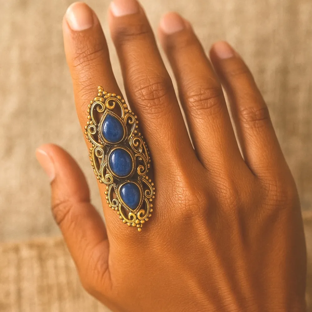 Anel Arabescos Lápis Lazuli Imagem