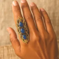 Anel Arabescos Lápis Lazuli